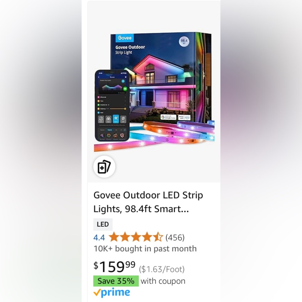 Govee Outdoor LED Strip Lights, 98.4ft Smart Outdoor Lights